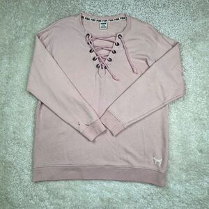 Victoria's Secret Pink Lace Up Sweatshirt Pink